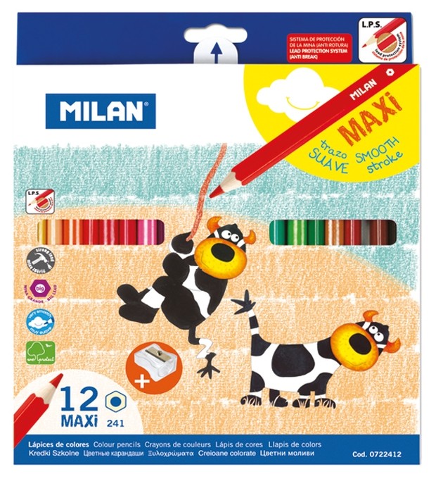 Creioane colorate in 12 culori Maxi cu ascutitoare triunghiular - imagine 3